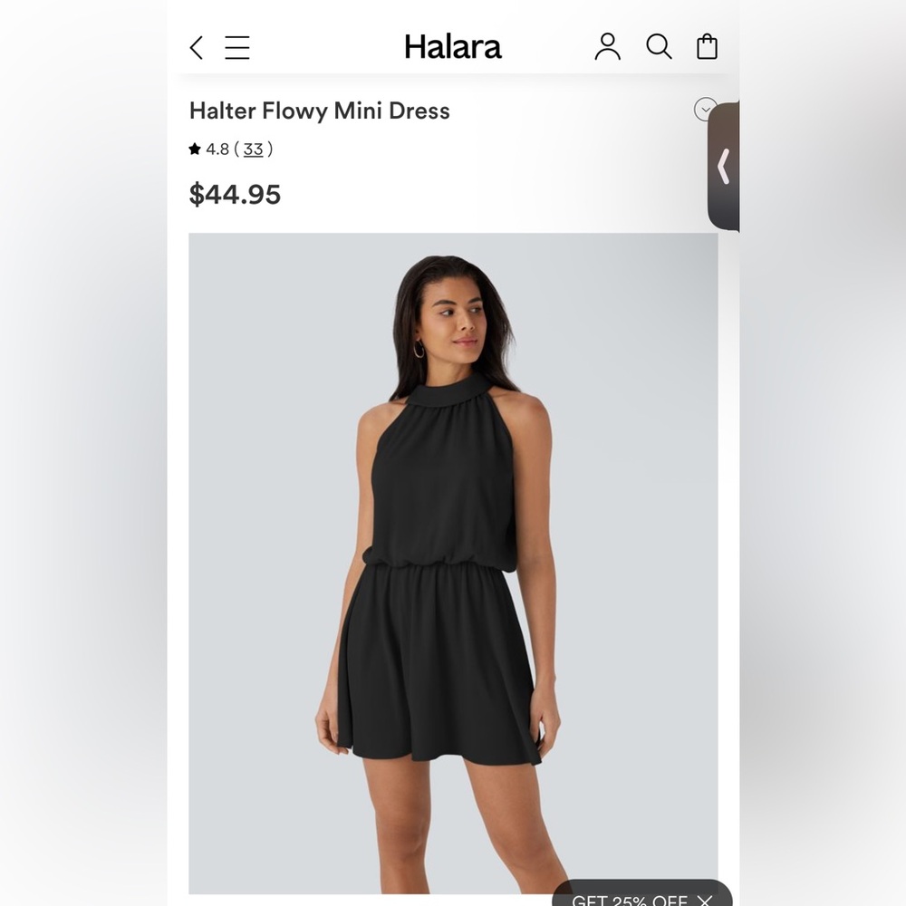 Halara Size Small- NWT- Black Halter Flowy Mini Dress